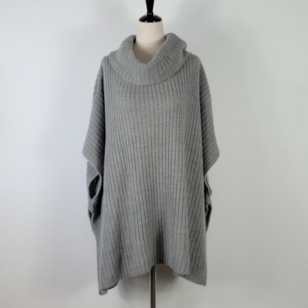 TREASURE & BOND poncho turtle neck gray